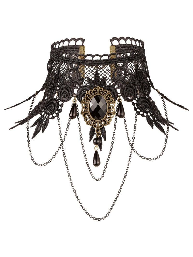 Sacina Gothic Black Teardrop Lace Choker Gothic Victorian Necklace Goth Jewelry Halloween Christmas Jewelry Gift for Womenr - Image 2