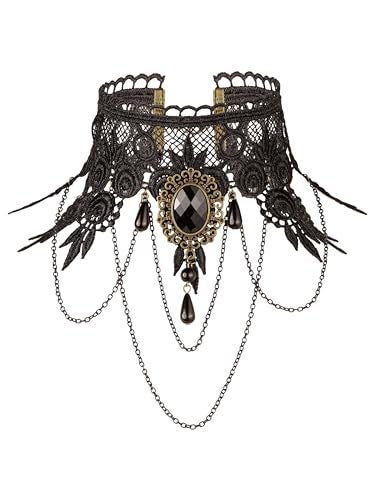 Sacina Gothic Black Teardrop Lace Choker Gothic Victorian Necklace Goth Jewelry Halloween Christmas Jewelry Gift for Womenr - Image 1