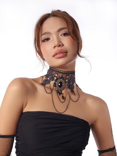 Sacina Gothic Black Teardrop Lace Choker Gothic Victorian Necklace Goth Jewelry Halloween Christmas Jewelry Gift for Womenr - Image 3
