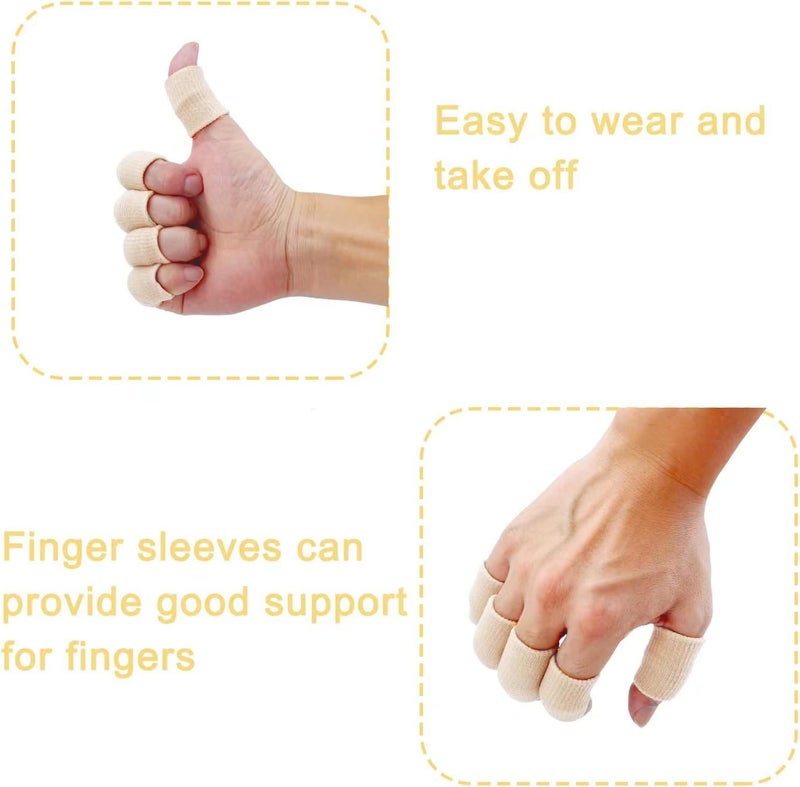 sevensun Finger Sleeves , Thumb Splint Brace For Finger Support, Breathable Elastic Finger tape, Compression pression Protector For Reliving Pain, Triggger Finger, Compression Aid For Sports, 10PCS (Beige) - Image 4