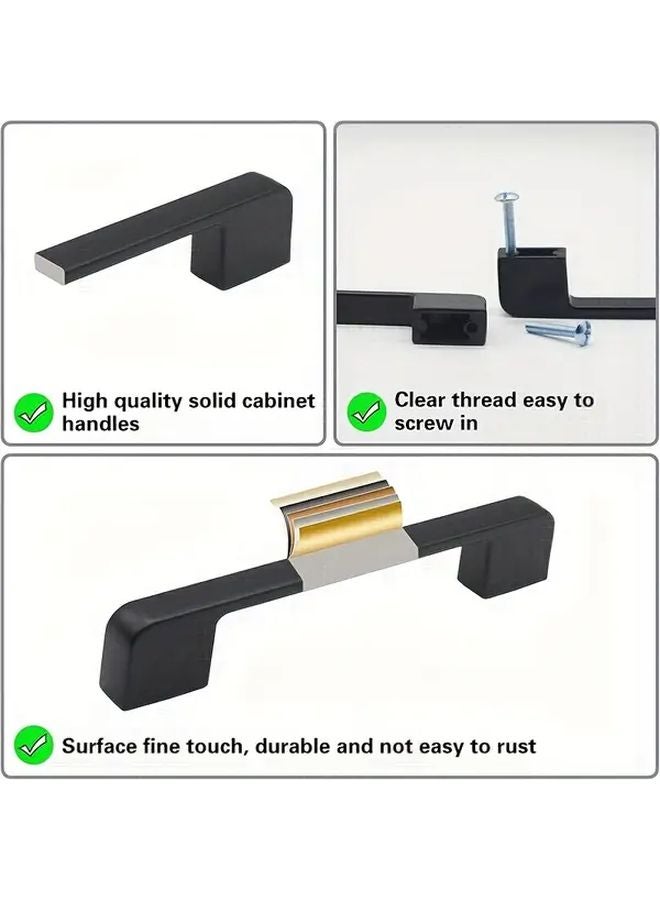 10pcs Matte Black Aluminum Drawer Handles 96mm Hole Spacing With Screws Curved Design - Image 2