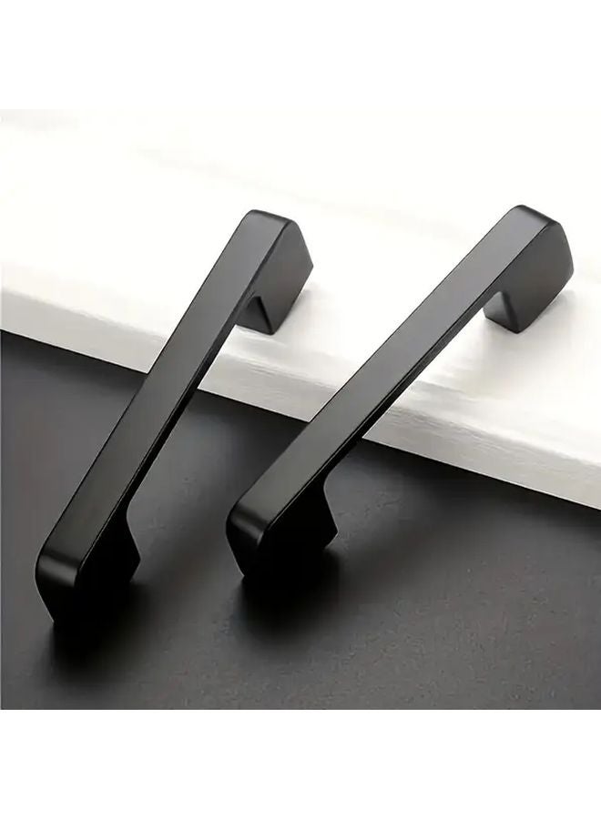 10pcs Matte Black Aluminum Drawer Handles 96mm Hole Spacing With Screws Curved Design - Image 1