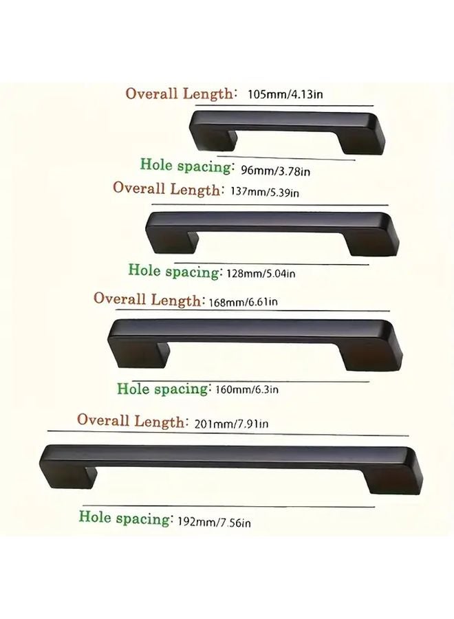10pcs Matte Black Aluminum Drawer Handles 96mm Hole Spacing With Screws Curved Design - Image 3