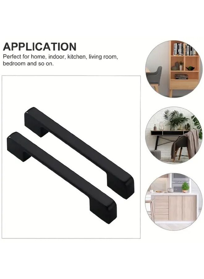 10pcs Matte Black Aluminum Drawer Handles 96mm Hole Spacing With Screws Curved Design - Image 5