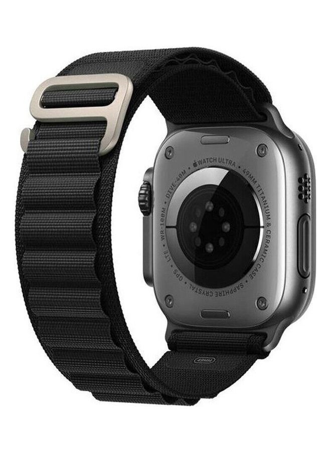 NIBEMINENT - Apple Watch Alpine Loop Band 49mm/45mm/44mm Nylon Woven Sport Strap Compatible with iWatch Series 8/Ultra/7/SE/6/5/4/3/2/1 Black - Image 1