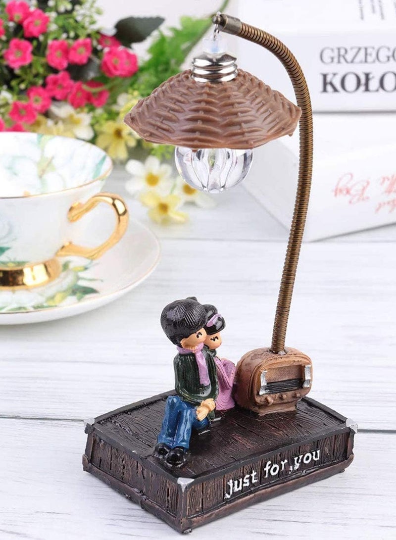 Creative Pastoral Tree Stump Resin Night Light, Bedroom Couple Table Lamp, Cute Desktop Light Ornament, 9x6.5x20cm Night Light, Birthday Gift for Women Girls ("JUST FOR YOU") - Image 1