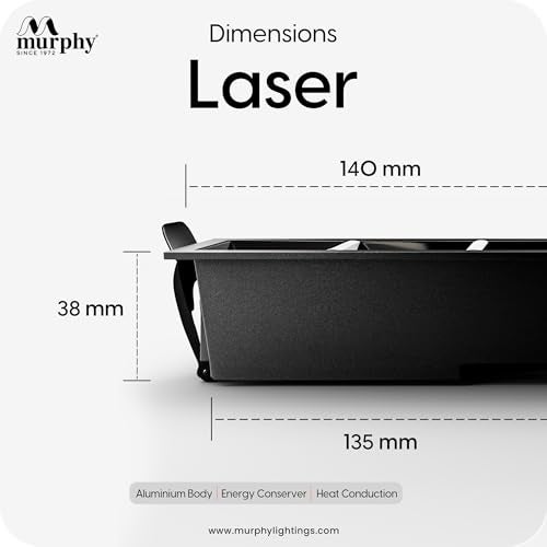 Murphy Aluminium 10W Black Finish Square Laser Led Ceiling Cob Spot, Focus, Down Ceiling Light, Ceiling Pop Light (Warm White, Pack Of 1, With 2 Years Warranty) - Image 4