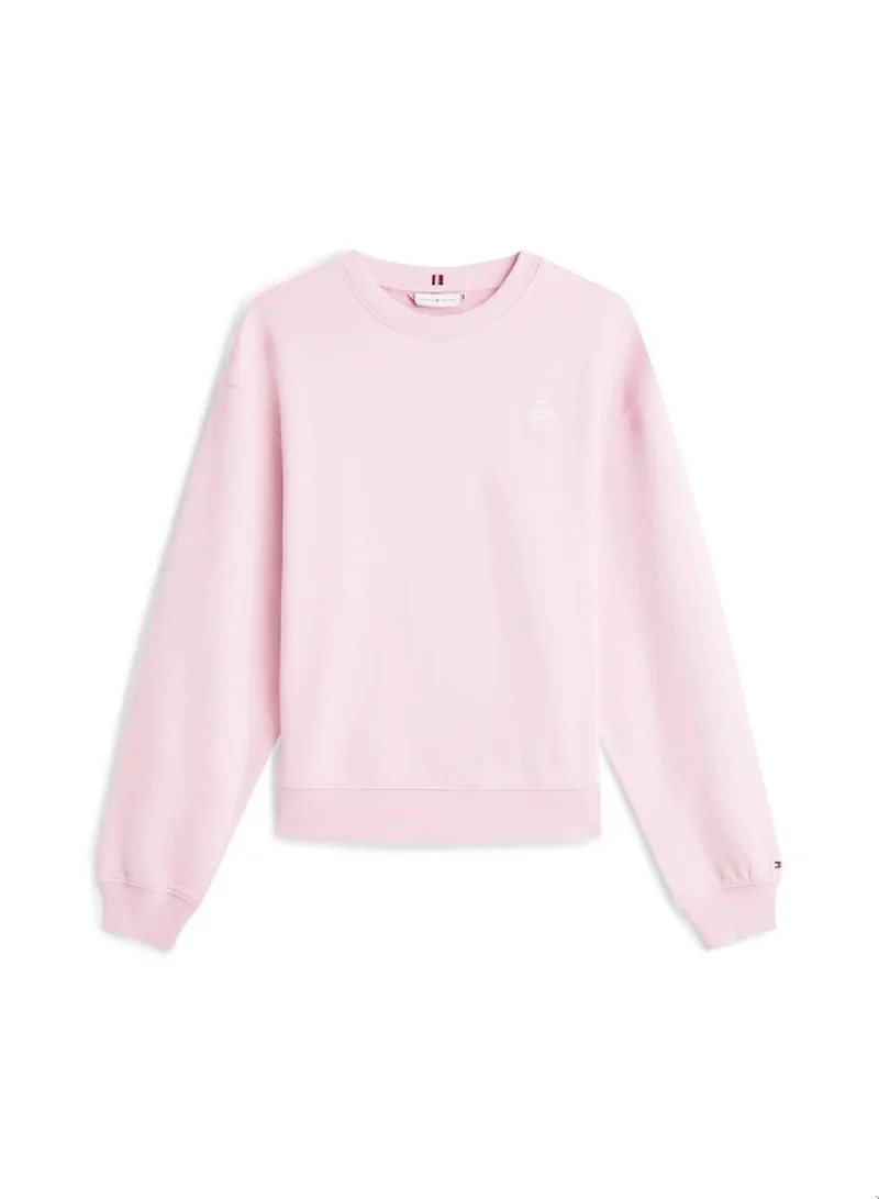 TOMMY HILFIGER Bonita Pink Logo Embroidery Terry Sweatshirt for Women | Best Price UAE