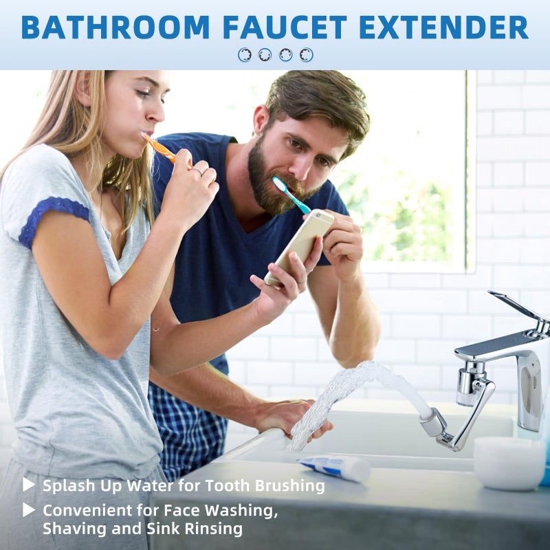 CECEFIN Water-Filter for Sink-Faucet Extender-Aerator - 9pcs Cartridges Reduce Chlorine for Bathroom/Kitchen Skin Face Eye Wash,Brass Faucet Mount Purifier System,1080Â°Rotating 2-Mode Swivel Aerator - Image 4