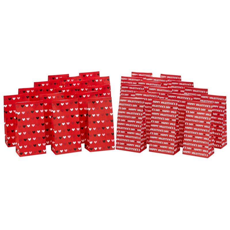 Hallmark Valentines Day Paper Treat Sacks 30 Bags Happy Valentines Day Hearts for Classroom Parties Valentines Kids Coworkers