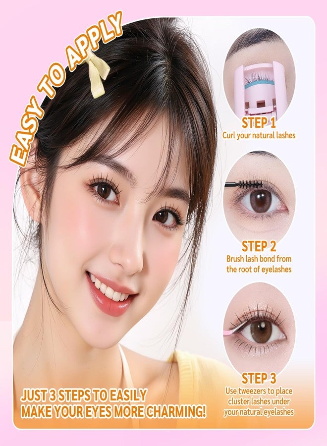 MLEN DIARY Lash Clusters 60PCS Natural Eyelash Clusters C Curl Wispy DIY Eyelash Extensions 11-13mm Soft & Light Eyelash Clusters Korean Manga Style (Sunny Kiss) - Image 4