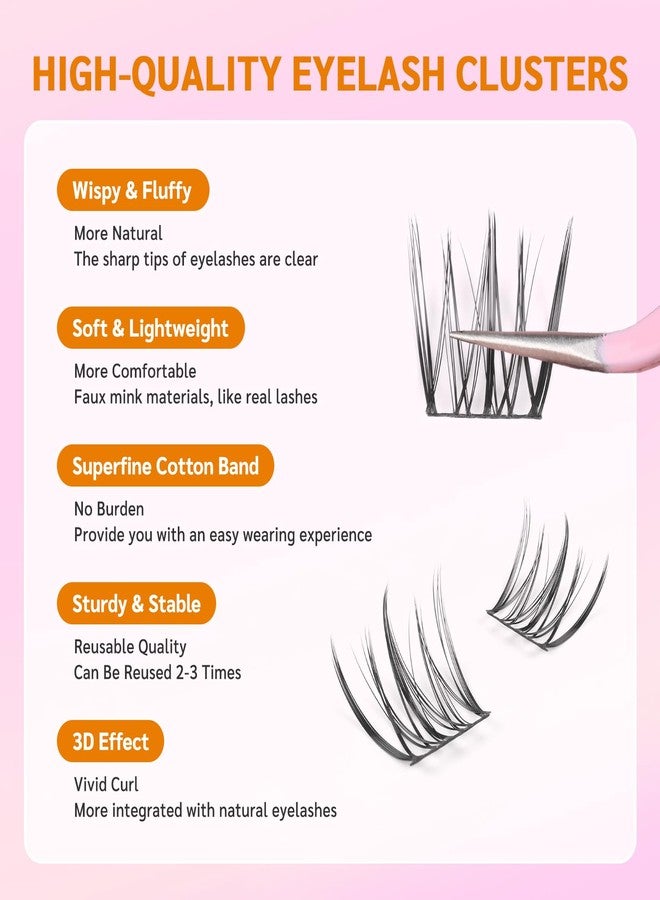 MLEN DIARY Lash Clusters 60PCS Natural Eyelash Clusters C Curl Wispy DIY Eyelash Extensions 11-13mm Soft & Light Eyelash Clusters Korean Manga Style (Sunny Kiss) - Image 3