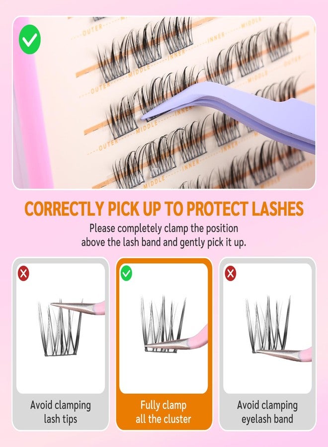 MLEN DIARY Lash Clusters 60PCS Natural Eyelash Clusters C Curl Wispy DIY Eyelash Extensions 11-13mm Soft & Light Eyelash Clusters Korean Manga Style (Sunny Kiss) - Image 5