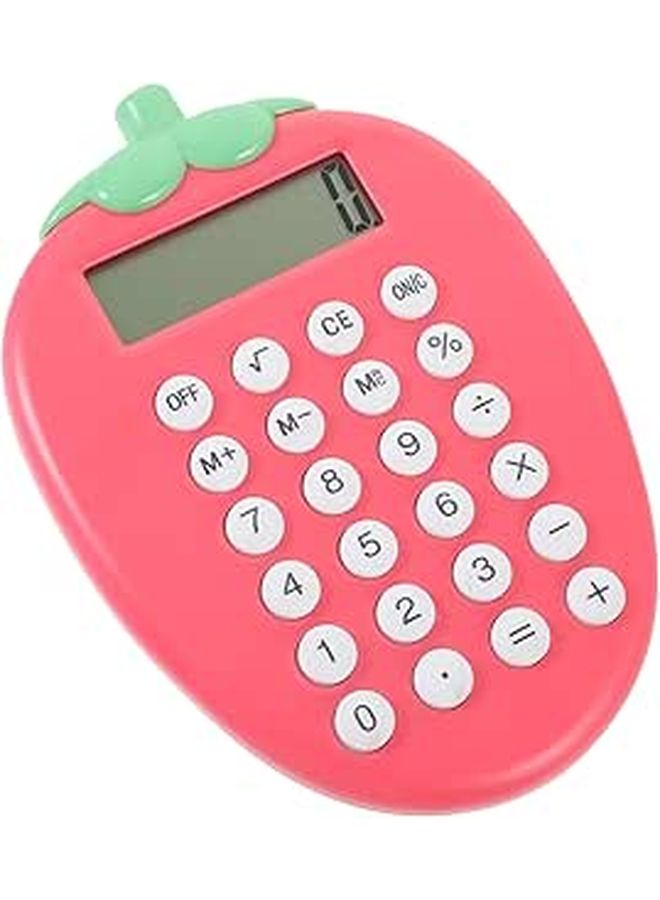 Solar Powered Pocket Calculator Strawberry Design Lightweight Portable For Students Office School Home Use - Image 1
