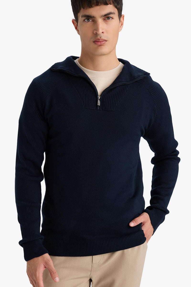 DeFacto Blue Man Standard Fit Turtleneck Knitwear Pullover Casual - Image 1