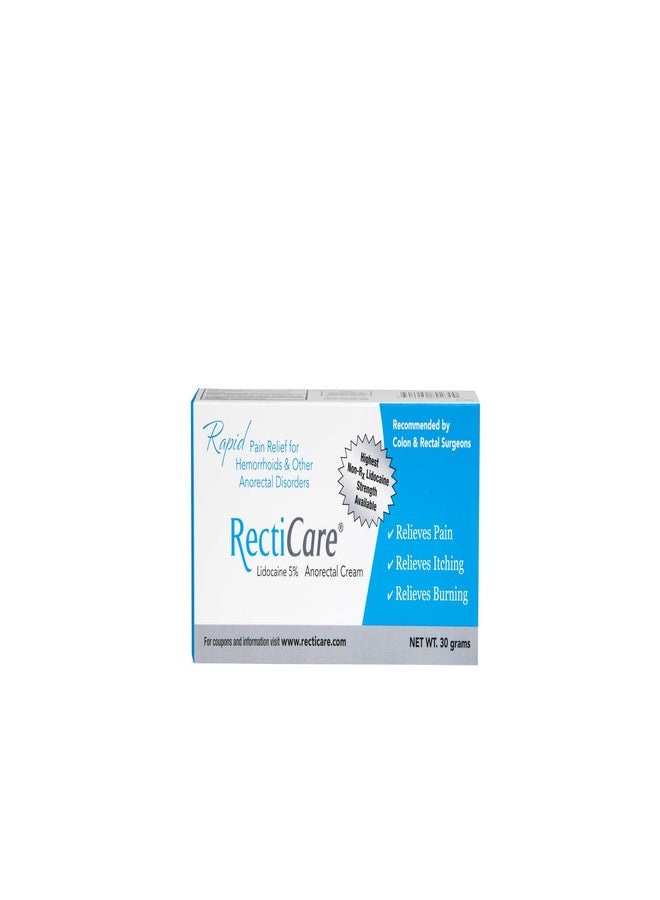 RectiCare Anorectal Lidocaine 5% Cream: Topical Numbing Cream for Treatment of Hemorrhoids & Other Anorectal Disorders - 30g Tube - Image 1