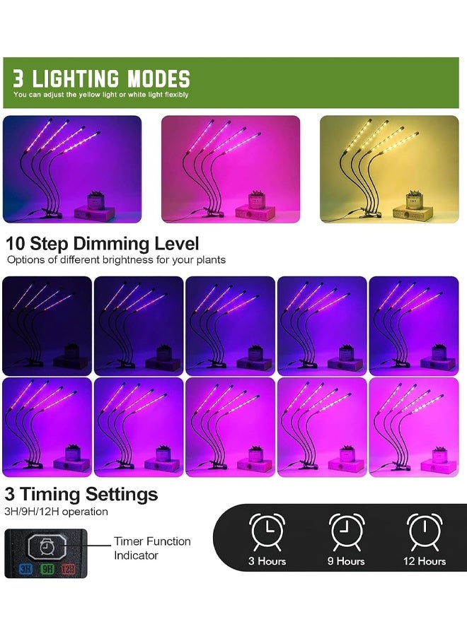 DUNISO Grow Light with Stand, Grow Lights for Indoor Plants with Red Blue Spectrum, LED Grow Light, 3 Modes & 10-Level Dimmable, 3/9/12H Timer, Adjustable Gooseneck, Suitable for Various Plants Growth  - Image 2