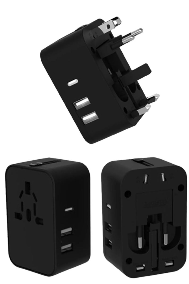 Chabeia Fast Charging Universal Travel Adapter, PD20W International Charger with 2 USB Ports & Type-C Adaptor, Worldwide Wall Charger for iPhone,Laptop, USA/UK/EU/AUS - Image 1