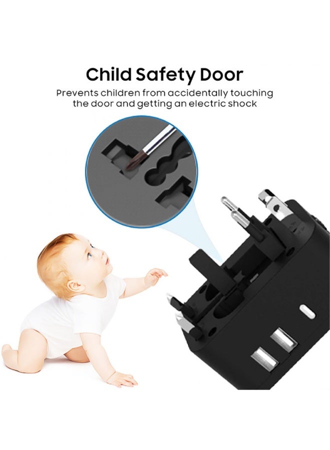 Chabeia Fast Charging Universal Travel Adapter, PD20W International Charger with 2 USB Ports & Type-C Adaptor, Worldwide Wall Charger for iPhone,Laptop, USA/UK/EU/AUS - Image 4