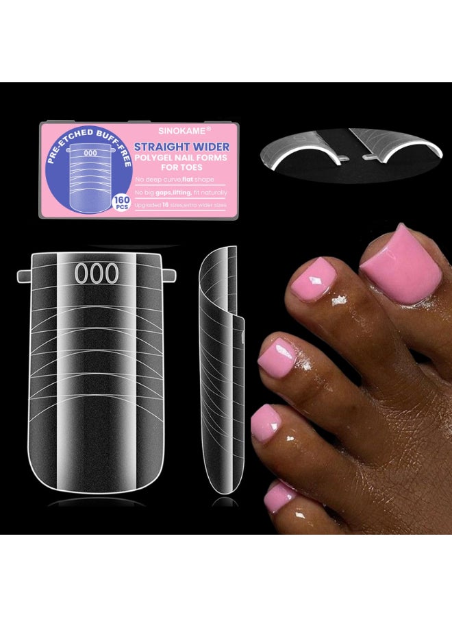 SINOKAME Wide Preetched Square Toe Dual Forms for PolygelSINOKAME Poly Gel Toenail Forms Molds Extension ReusableNo File Needed16 Sizes 00013 with French Guidelines for Salon Home DIY160Pcs - Image 2