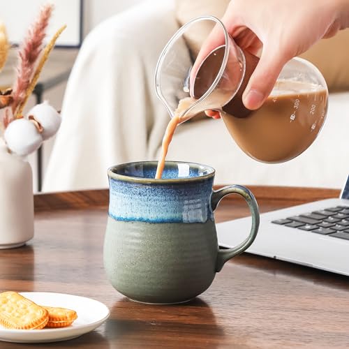 HYTYSKAR 21 oz Large Ceramic Coffee Mugs, Pottery Mug Handmade, Ceramic Tea Cups with Handle for Office and Home, Dishwasher and Microwave Safe (Blue Grey) - Image 3