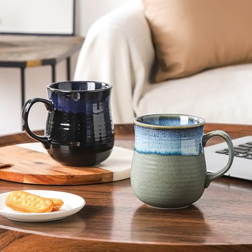 HYTYSKAR 21 oz Large Ceramic Coffee Mugs, Pottery Mug Handmade, Ceramic Tea Cups with Handle for Office and Home, Dishwasher and Microwave Safe (Blue Grey) - Image 5
