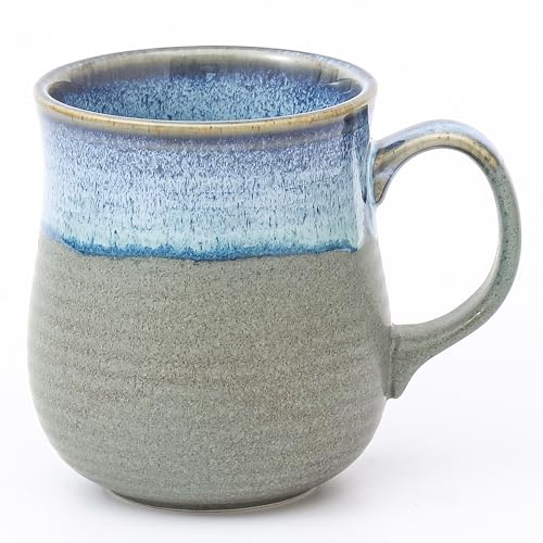 HYTYSKAR 21 oz Large Ceramic Coffee Mugs, Pottery Mug Handmade, Ceramic Tea Cups with Handle for Office and Home, Dishwasher and Microwave Safe (Blue Grey) - Image 1