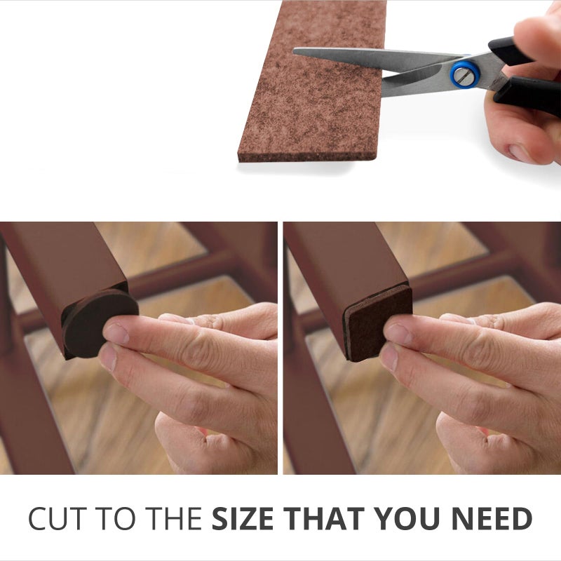 X-Protector Felt Furniture Pads - 20 PCS 6 x 1/2" - Premium Felt Strips with Adhesive Backing - Rectangular Furniture Pads for Hardwood Floors - Cut Furniture Felt Pads to Size You Need! (Brown) - Image 4