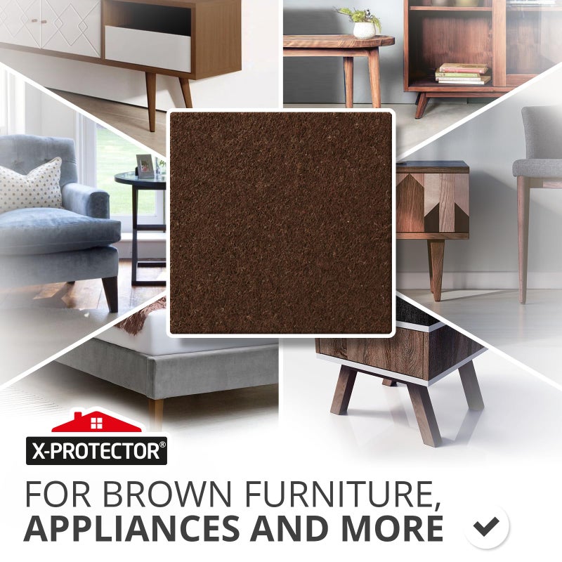 X-Protector Felt Furniture Pads - 20 PCS 6 x 1/2" - Premium Felt Strips with Adhesive Backing - Rectangular Furniture Pads for Hardwood Floors - Cut Furniture Felt Pads to Size You Need! (Brown) - Image 2