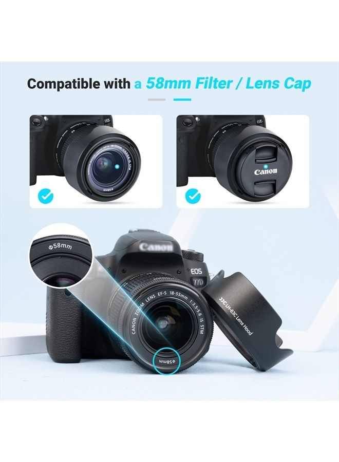 JJC 18-55mm Lens Hood Shade for Canon EF-S 18-55mm f/3.5-5.6 is STM & RF 24-50mm f/4.5-6.3 is STM Lens Replaces Canon EW-63C Hood for Canon Rebel T8i T7i T7 T6i SL3 SL2 EOS R8 R10 R7 90D 80D 77D - Image 5