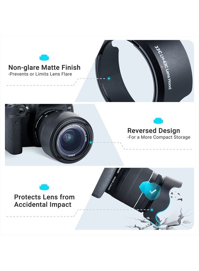 JJC 18-55mm Lens Hood Shade for Canon EF-S 18-55mm f/3.5-5.6 is STM & RF 24-50mm f/4.5-6.3 is STM Lens Replaces Canon EW-63C Hood for Canon Rebel T8i T7i T7 T6i SL3 SL2 EOS R8 R10 R7 90D 80D 77D - Image 4