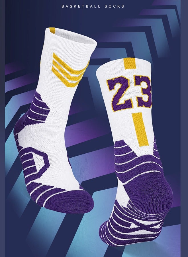 Basketball Woven Mid-calf Socks | SHOPBOP Classic Basketball Socks | Basketball Team Lucky Number Sports Star Socks, Suitable For Outdoor Sports