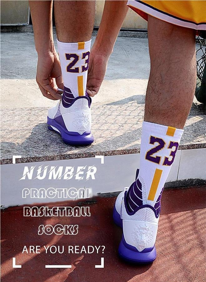 Basketball Woven Mid-calf Socks | SHOPBOP Classic Basketball Socks | Basketball Team Lucky Number Sports Star Socks, Suitable For Outdoor Sports