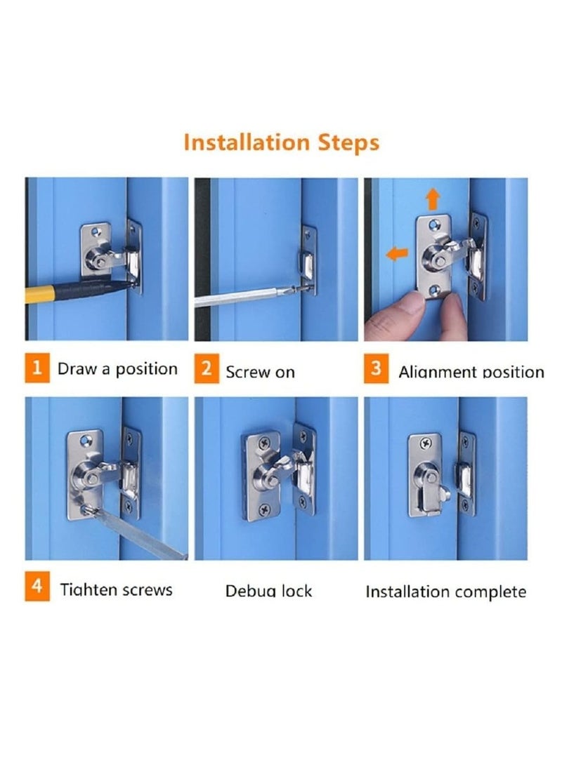 Generic 2 Pieces Small 90 Degree Right Angle Door Lock Bolt Lock Cam Lock Door Window Sliding Lock Lever Bolt Barn Sliding Door Lock  - Image 5