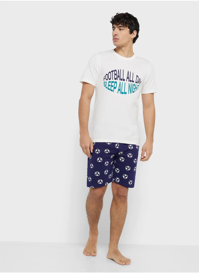 سفنتي فايف All Over Print T-Shirt & Shorts