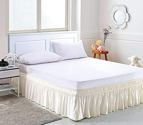 YRM Bedding's Ivory Bed Skirt Wrap Around 600 Microfiber with Easy Fit with 15 Inch Tailored Drop Shrinkage and Fade Resistant with Microfiber 15 Bed Skirt Double Bed 48 x 72 - Image 1
