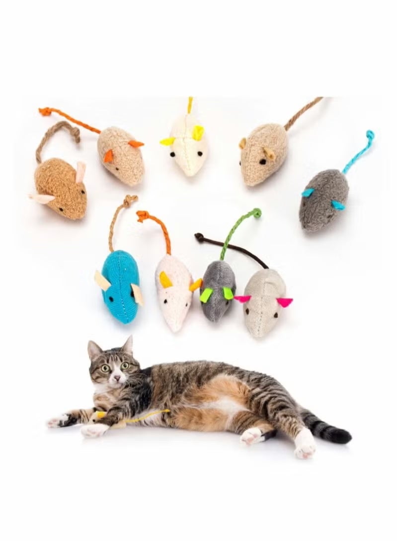 GIFT 9 Pcs Catnip Toys for Cat,Interactive Cat Toy Pet Teeth Cleaning Soft Plush Realistic Cute Mouse Colorful Chew Toys with String Tails Indoor Cats Play Bite, Random style - Image 1