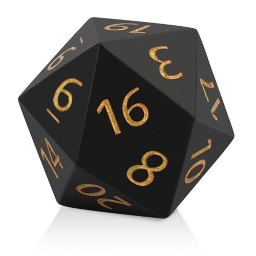 CSITORWWE 55mm Giant D20 Dice20 Sided Resin Dice with Velvet Pouch Titan Polyhedral Dice for TTRPG Tabletop GamingDungeon MastersRPG AdventuresBlack - Image 1