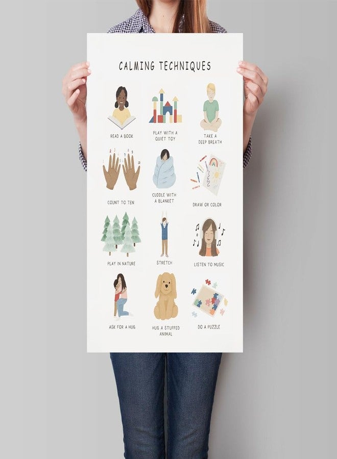uoyien Calming Corner Classroom Mental health Posters Feelings Calming Techniques Canvas Wall Art Boho Emotions Chart for Kids Prints Special Education Wall Decor for Office School 12x16in Unframed - Image 2