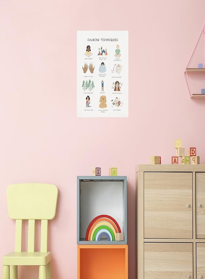 uoyien Calming Corner Classroom Mental health Posters Feelings Calming Techniques Canvas Wall Art Boho Emotions Chart for Kids Prints Special Education Wall Decor for Office School 12x16in Unframed - Image 4