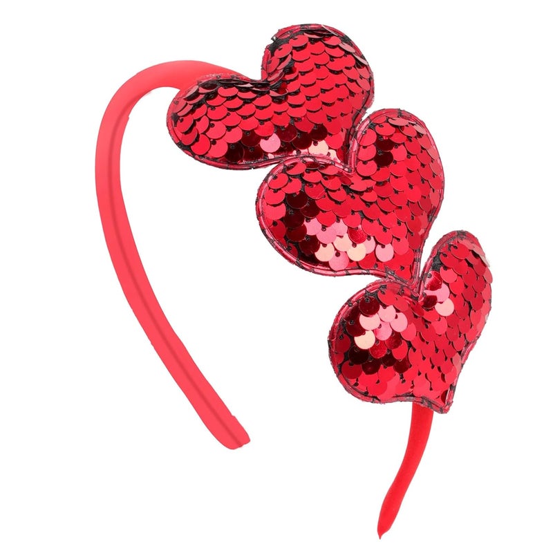 ZEYER Valentines Day Headband Glitter Heart Hair Band Red Love Sequin Headband Girls Beauty Headdresses Romantic Hair Accessories Valentines Day Hairband Gift for Girls Women