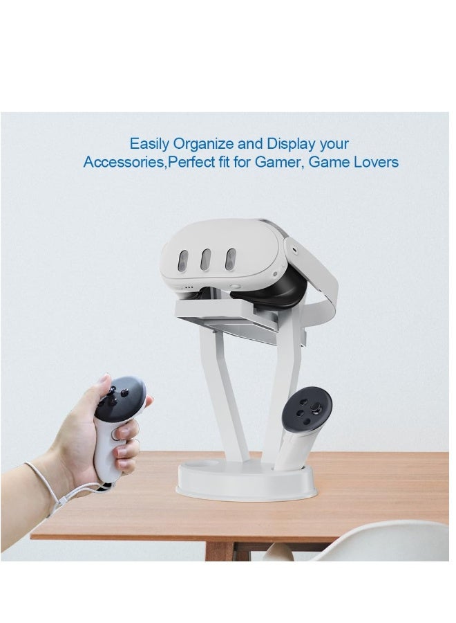 Versatile Stand for Quest 3 and Quest 2 VR Headsets with Touch Controllers, Ideal Storage and Display Solution for Rift and Rift S, Elegant White Design - Image 3