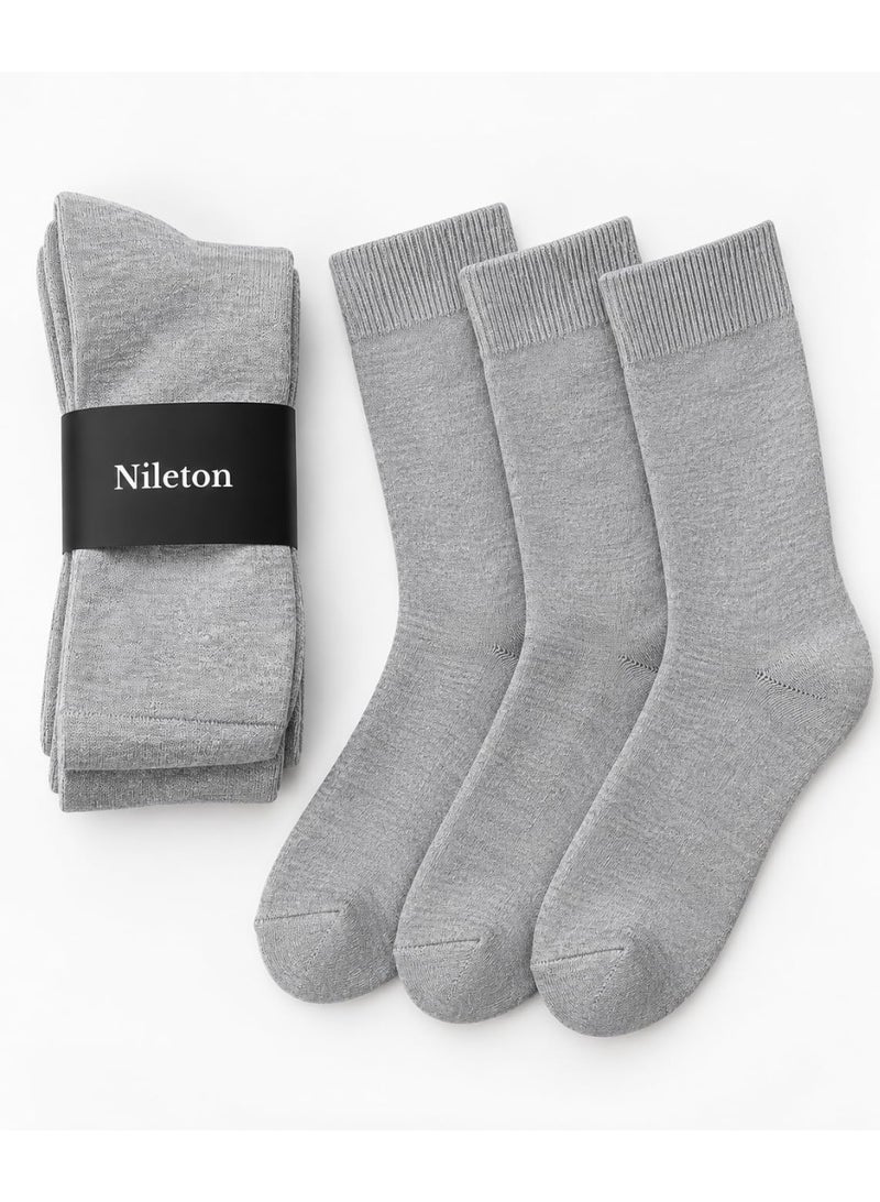 Nileton Men’s Classic Cotton Socks – Pack of 3 – Soft Breathable Mid-Calf Dress, Casual & Classic Socks for Men Everyday Wear - Image 1