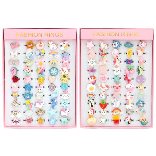 SOTOGO 100 Pieces Little Girl Rings Jewelry Rings Girl Pretend Play Ring and Dress up Ring Little Girls Gift - Image 5