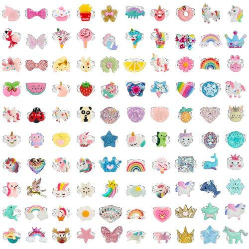 SOTOGO 100 Pieces Little Girl Rings Jewelry Rings Girl Pretend Play Ring and Dress up Ring Little Girls Gift - Image 1