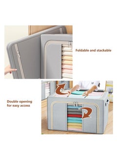 Clothes Storage Bins Metal Frame Clothes Storage Organizer Bedding Storage Bags with Zipper and Clear Windows, Closet Organizers and Storage Boxes Large 66L, Grey - pzsku/ZAFE2212F35DB470D8309Z/45/_/1740468982/a82b54d5-5df0-4f31-b9ca-1c410f3a3813