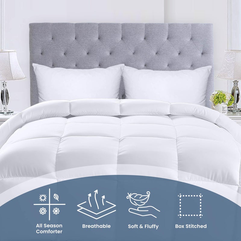 Utopia Bedding Comforters King Size, All Season Duvet Insert, Down Alternative Box Stitched Bed Comforter with Corner Tabs, Machine Washable (White) - Image 3