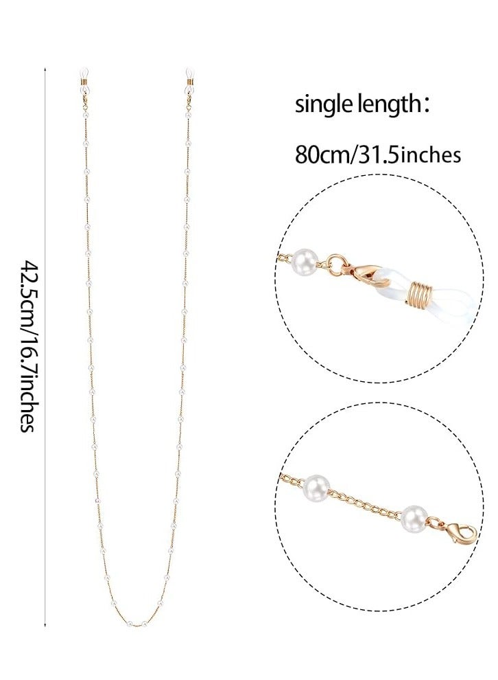 2 قطعة من سلاسل النظارات اللؤلؤية وحزام قلادة ونظارات القراءة وحامل نظارات العين وحبال التعليق