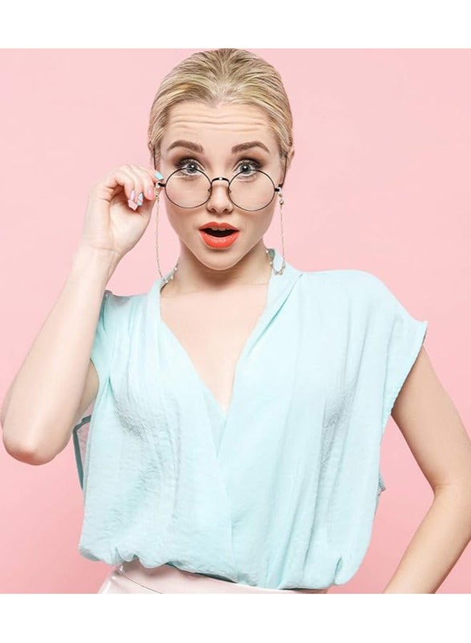 2 قطعة من سلاسل النظارات اللؤلؤية وحزام قلادة ونظارات القراءة وحامل نظارات العين وحبال التعليق