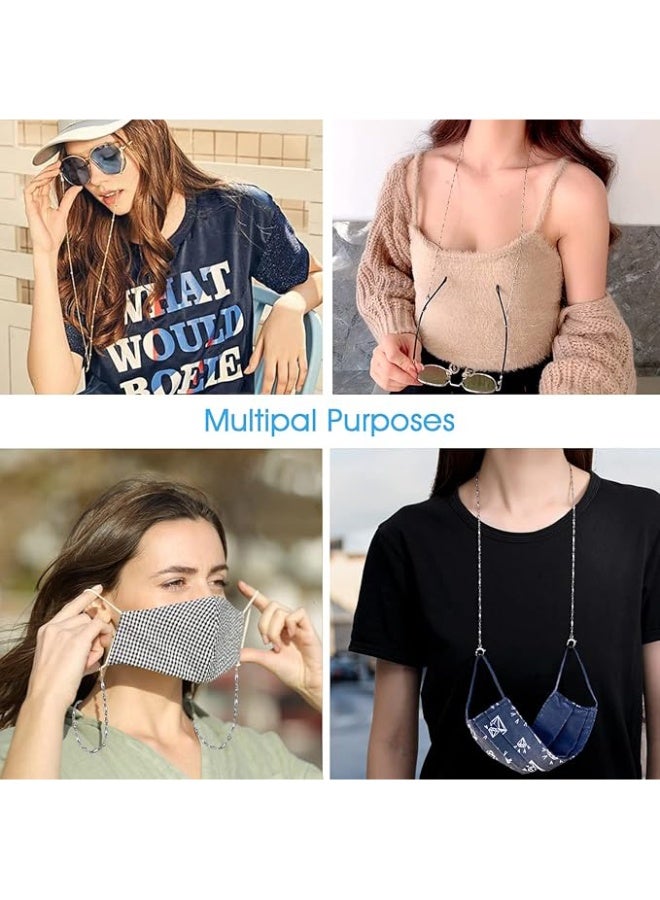 2 قطعة من سلاسل النظارات اللؤلؤية وحزام قلادة ونظارات القراءة وحامل نظارات العين وحبال التعليق